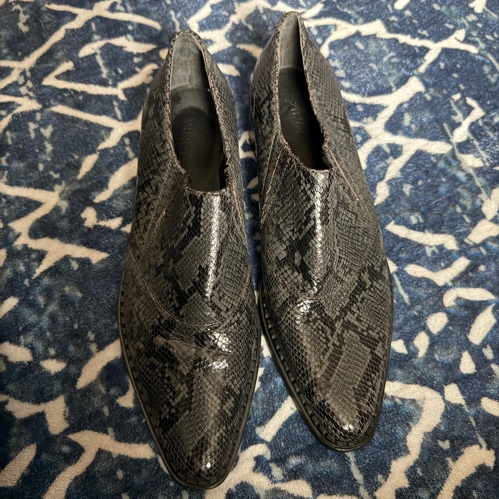 Vince Black Snakeskin Loafers